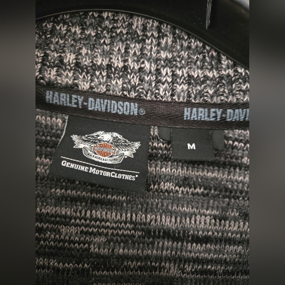 HARLEY DAVIDSON Men's Wool Sweater with half zip, Logo back and sleeve.  Size M - Picture 4 of 11